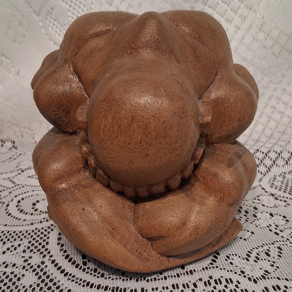 Vintage Carved Teak Weeping Buddha - Picture 2 of 7